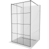 Mexen Kioto freestanding shower wall 100 x 200 cm, black grid 8 mm, gun gray brushed - 800-100-002-66-77