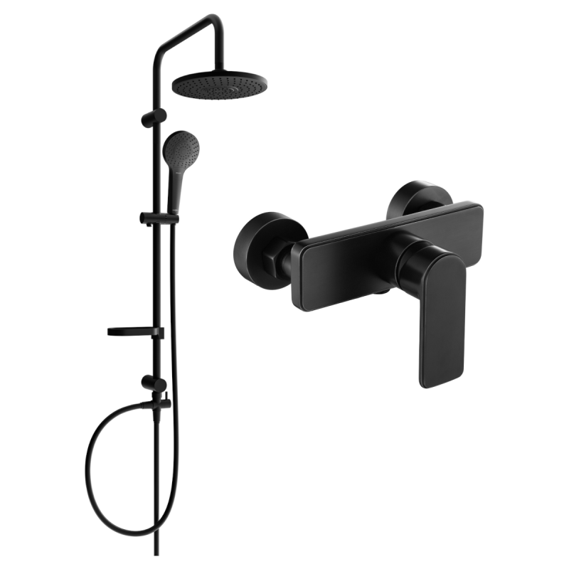Mexen Erik exposed shower set with rain shower and Cetus shower mixer, black - 744340205-70