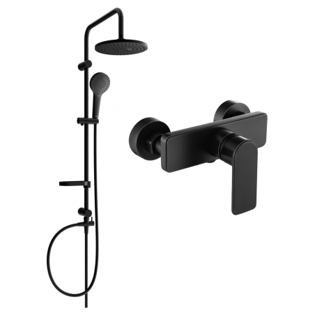 Mexen Erik exposed shower set with rain shower and Cetus shower mixer, black - 744340205-70