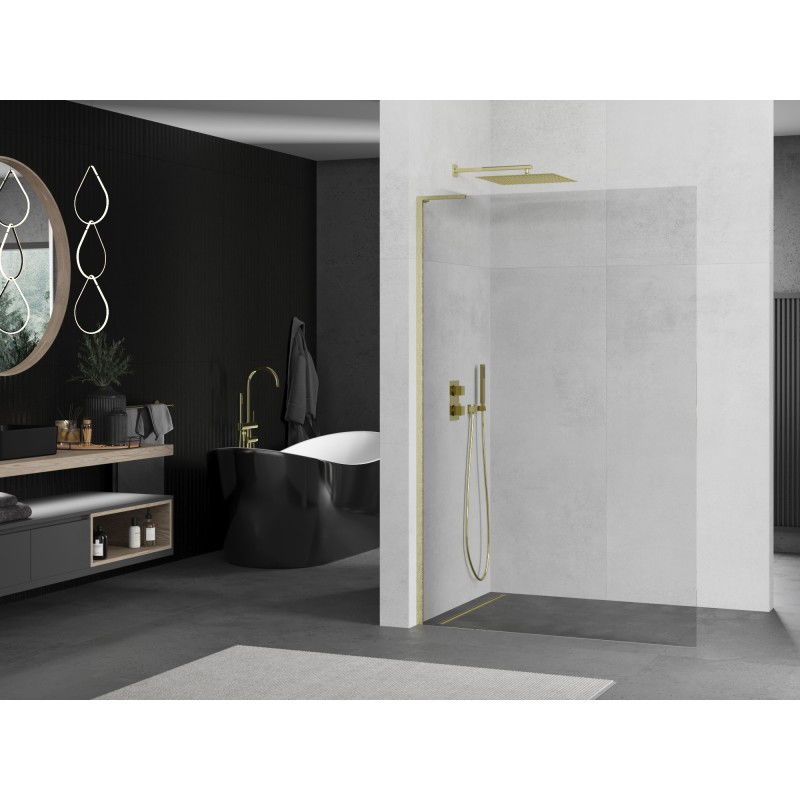 Mexen Kioto L shower screen Walk-in 105 x 200 cm, transparent, brushed gold - 800-105-103-55-00