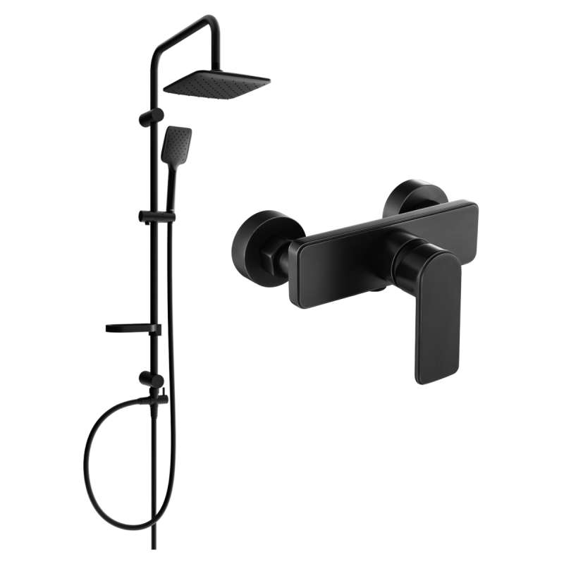 Mexen Cetus Sven shower set with overhead shower and shower faucet, black - 744340262-70