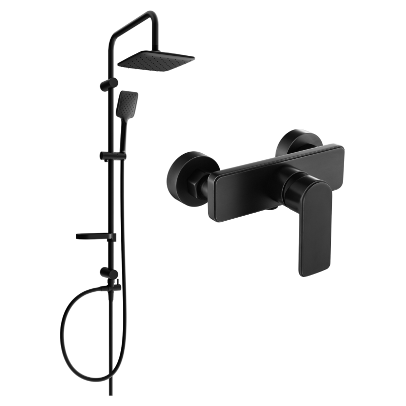 Mexen Sven exposed shower set with shower head and Cetus shower mixer, black - 744340262-70