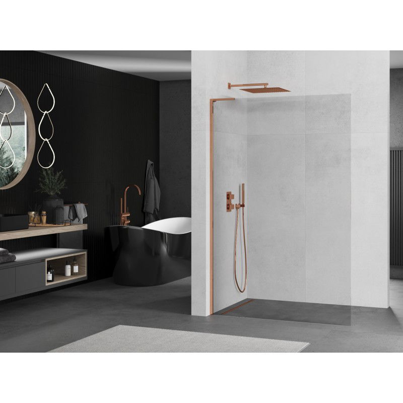 Mexen Kioto L shower wall Walk-in 105 x 200 cm, transparent, rose gold - 800-105-103-60-00