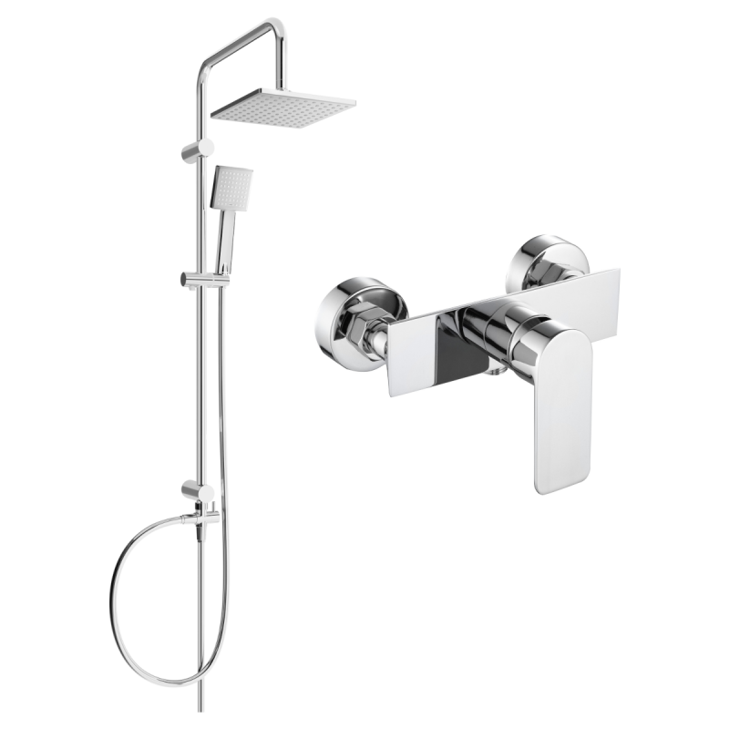 Mexen Alfa Tord exposed shower set with rain shower and shower mixer, chrome - 745740200-00