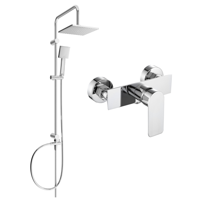 Mexen Tord exposed shower set with rain shower and Alfa shower mixer, chrome - 745740200-00