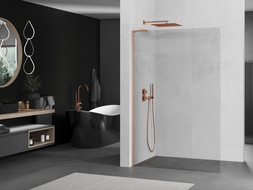 Mexen Kioto L Walk-in Shower Wall 75 x 200 cm, transparent, brushed copper - 800-075-103-65-00