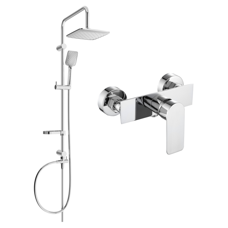 Mexen Alfa Sven exposed shower set with rainfall showerhead and shower faucet, chrome - 745740262-00