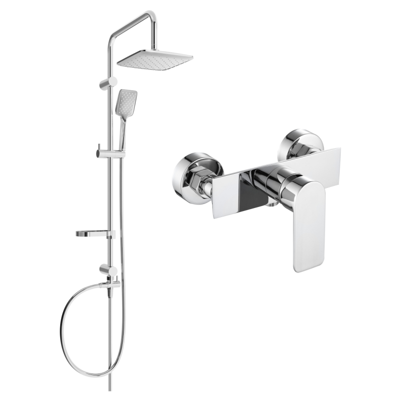 Mexen Sven exposed shower set with rain shower head and Alfa shower faucet, chrome - 745740262-00