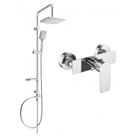 Mexen Sven exposed shower set with rain shower head and Alfa shower faucet, chrome - 745740262-00