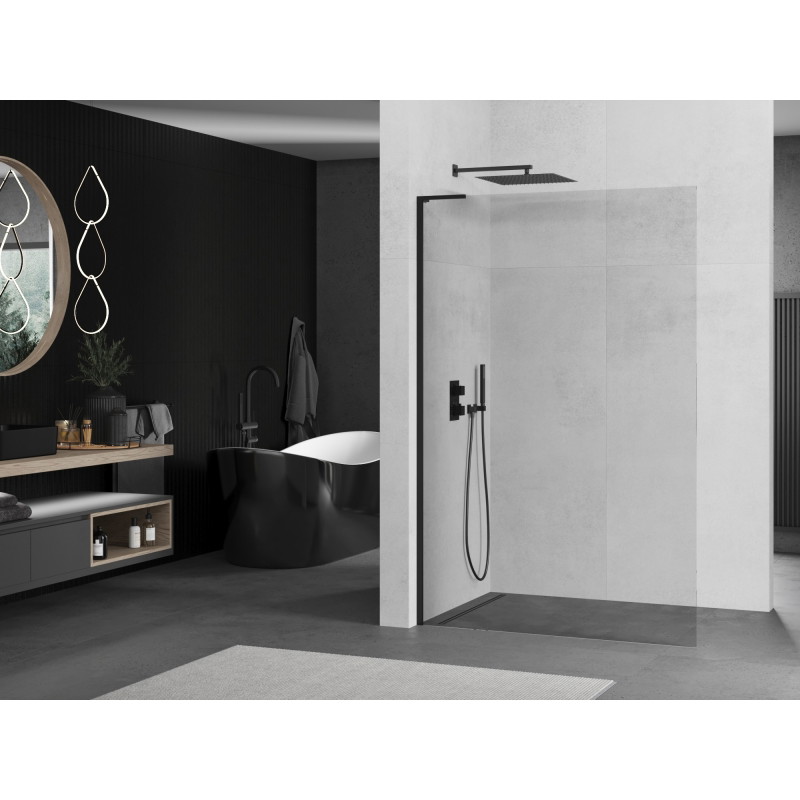 Mexen Kioto L Walk-in Shower Screen 85 x 200 cm, Transparent, Black - 800-085-103-70-00