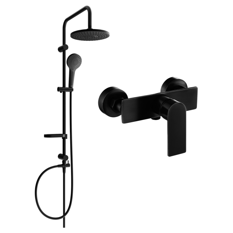 Mexen Erik surface-mounted shower set with rain shower and Alfa shower faucet, black - 745740205-70