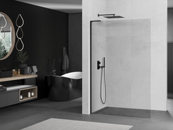 Mexen Kioto L Shower Screen Walk-in 47 x 79 in, Transparent, Black - 800-120-103-70-00