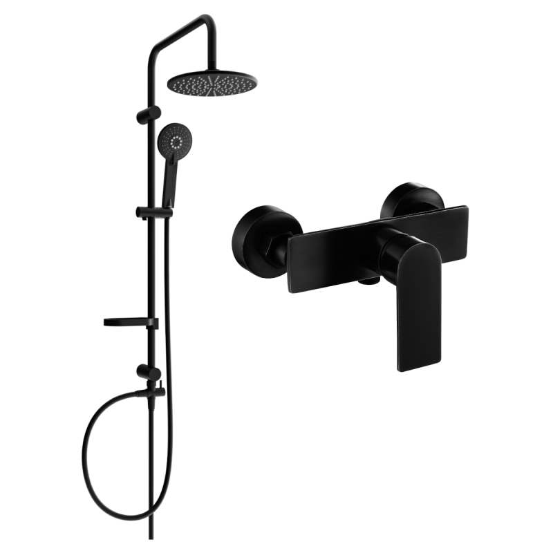 Mexen Alfa Carl surface-mounted shower set with rain shower and shower faucet, black - 745740240-70