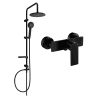 Mexen Carl exposed shower set with rain shower head and Alfa shower mixer, black - 745740240-70