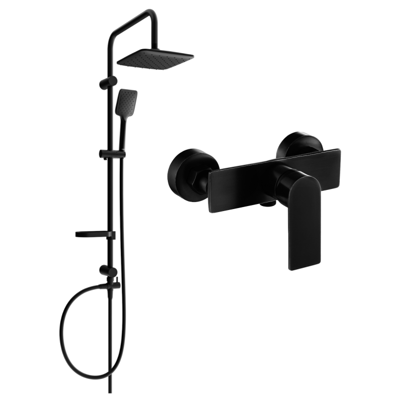 Mexen Sven exposed shower set with rain shower and Alfa shower mixer, black - 745740262-70