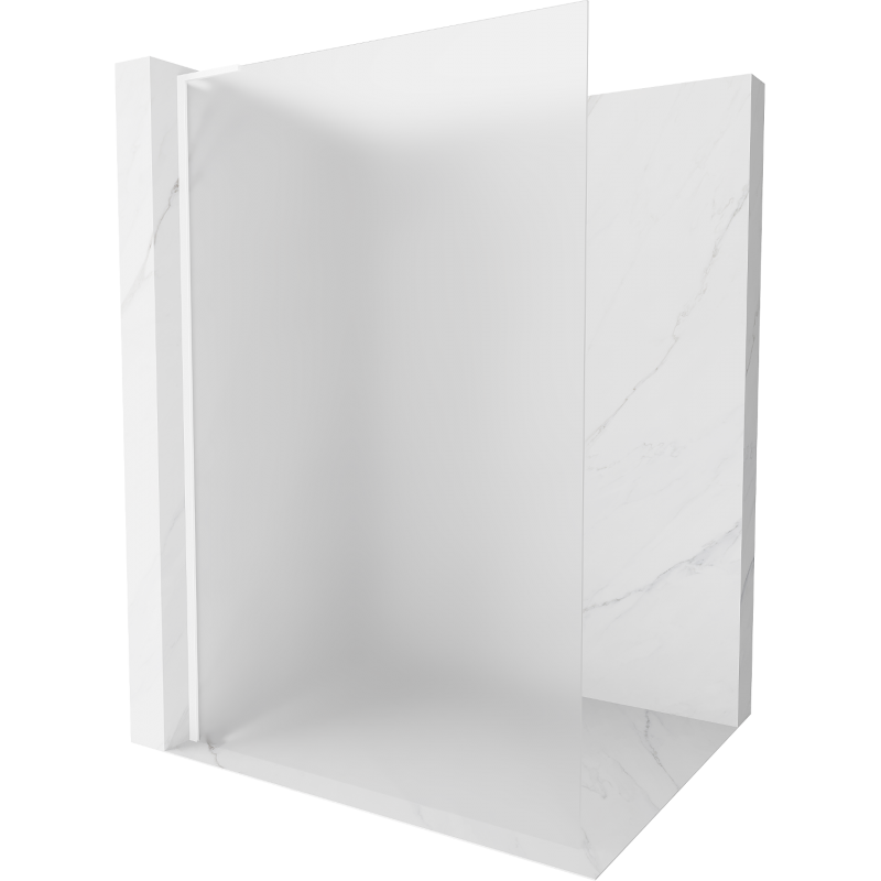 Mexen Kioto L Walk-in Shower Wall 70 x 200 cm, Frosted, White - 800-070-103-20-30