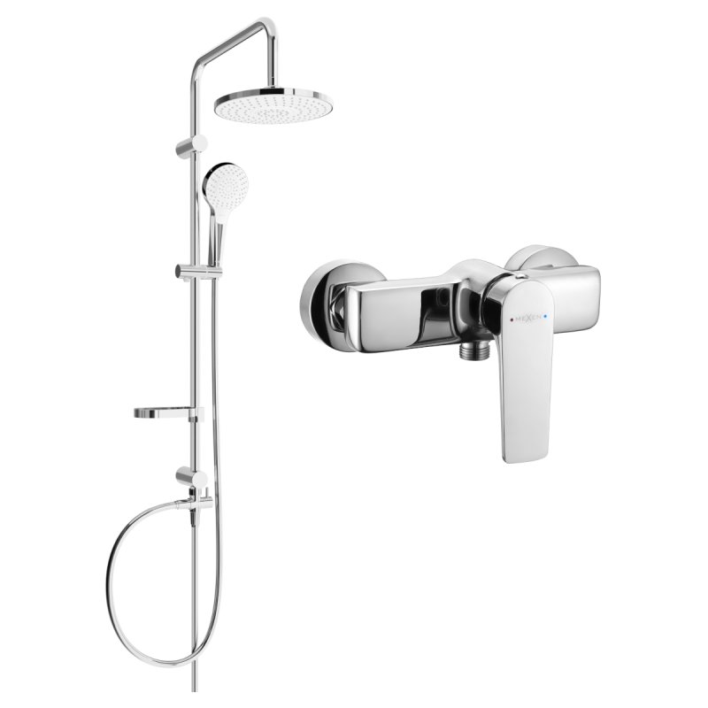 Mexen Erik surface-mounted shower set with a rainmaker and mixer tap Lynx, Chrome - 745940205-00
