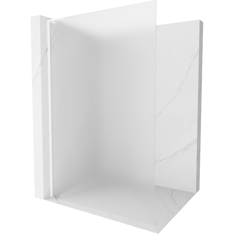 Mexen Kioto L Walk-in Shower Panel 80 x 200 cm, Frosted, White - 800-080-103-20-30