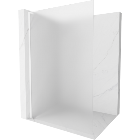 Mexen Kioto L Walk-in Shower Wall 100 x 200 cm, Frosted, White - 800-100-103-20-30