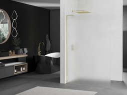 Mexen Kioto L Walk-in Shower Screen 80 x 200 cm, Frosted Glass, Gold - 800-080-103-50-30