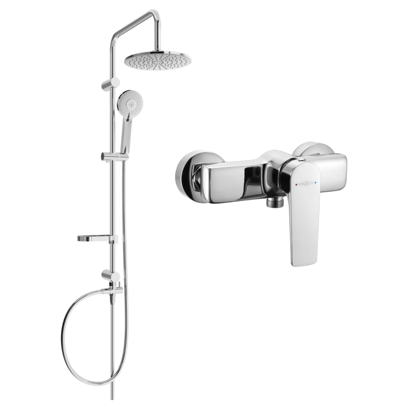 Mexen Lynx Carl exposed shower set with rain shower and shower faucet, chrome - 745940240-00