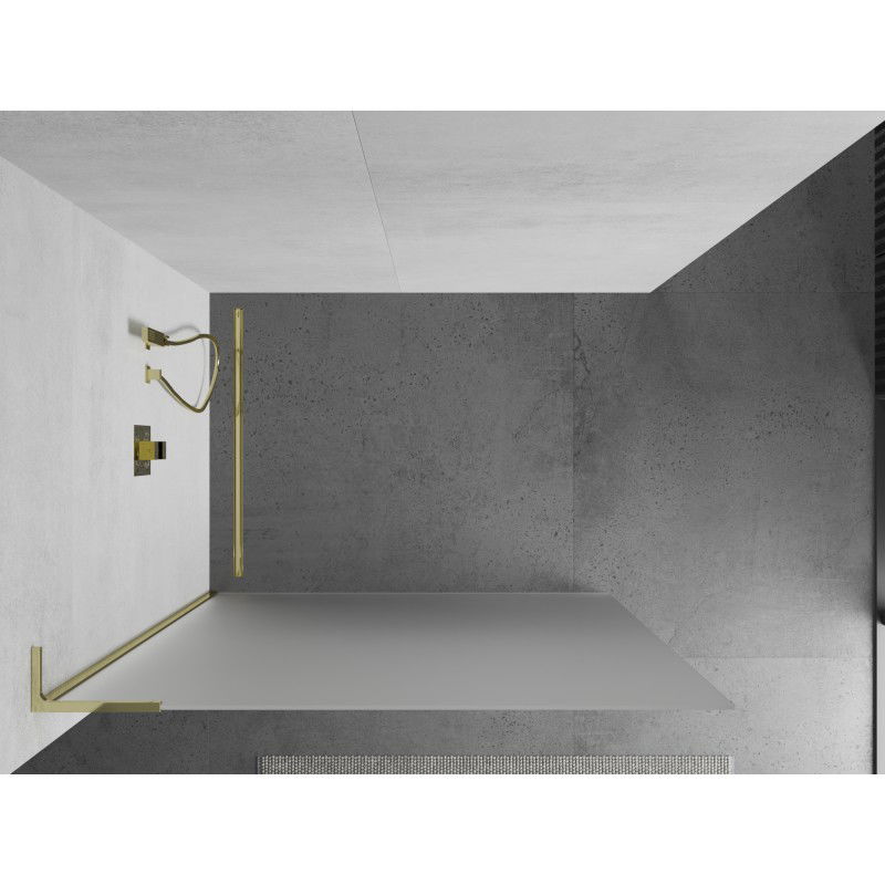 Mexen Kioto L shower screen Walk-in 100 x 200 cm, frost, gold - 800-100-103-50-30