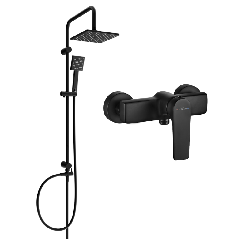 Mexen Tord exposed shower set with rain shower and Lynx shower mixer, black - 745940200-70