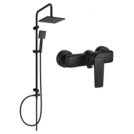 Mexen Lynx Tord exposed shower set with rain shower and shower faucet, black - 745940200-70