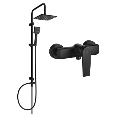 Mexen Tord exposed shower set with rain shower and Lynx shower mixer, black - 745940200-70