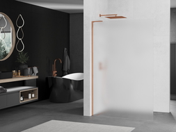 Mexen Kioto L Shower Screen Walk-in 100 x 200 cm, Frosted, Rose Gold - 800-100-103-60-30