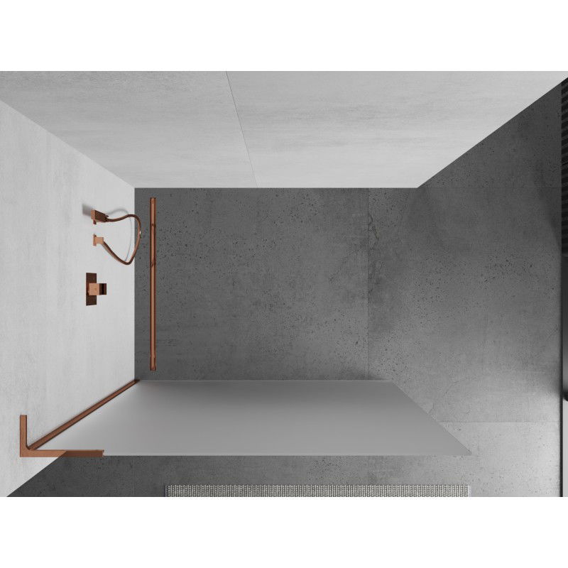 Mexen Kioto L Shower Screen Walk-in 100 x 200 cm, Frosted, Rose Gold - 800-100-103-60-30