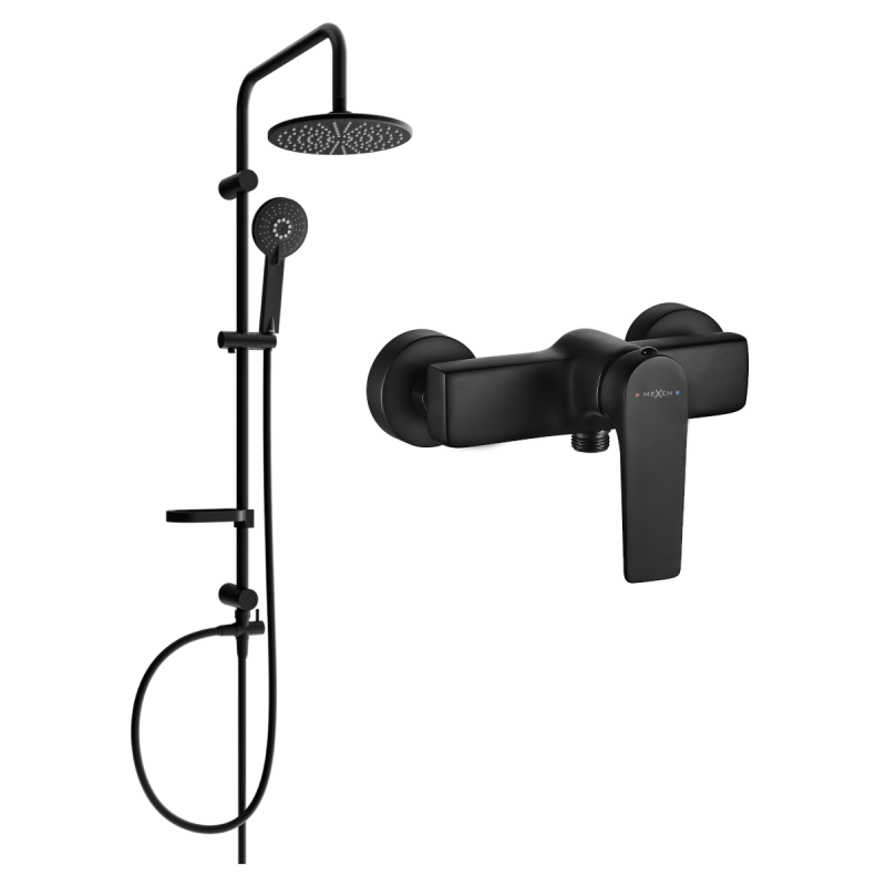 Mexen Carl surface-mounted shower set with a rainmaker and mixer tap Lynx, Black - 745940240-70