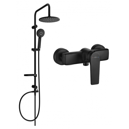 Mexen Lynx Carl exposed shower set with rain shower and shower faucet, black - 745940240-70