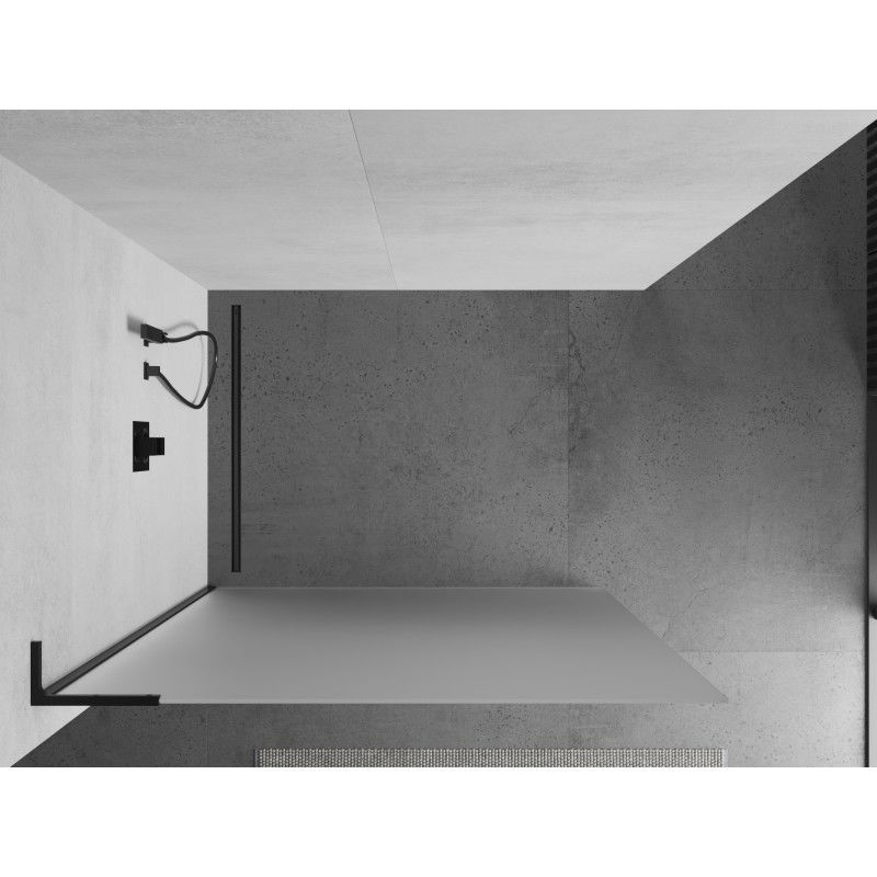 Mexen Kioto L Walk-in Shower Wall 70 x 200 cm, Frosted, Black - 800-070-103-70-30