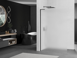 Mexen Kioto L Shower Wall Walk-in 80 x 200 cm, Frosted, Black - 800-080-103-70-30