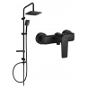 Mexen Lynx Sven Surface-Mounted Shower Set with Rain Shower and Shower Faucet, Black - 745940262-70