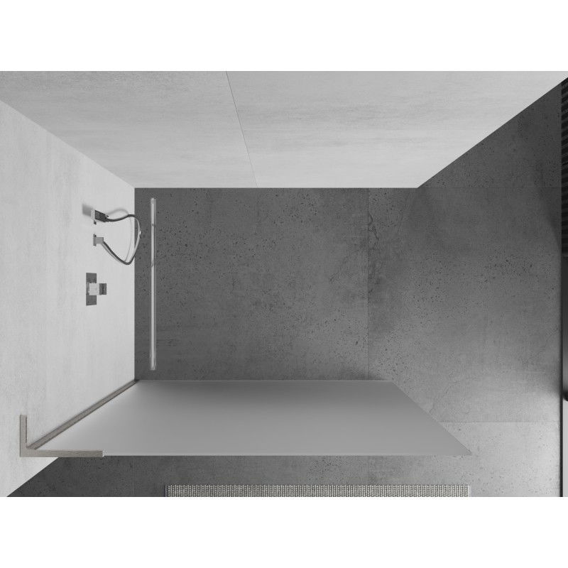 Mexen Kioto L Walk-in Shower Screen 110 x 200 cm, Frosted, Brushed Nickel - 800-110-103-97-30