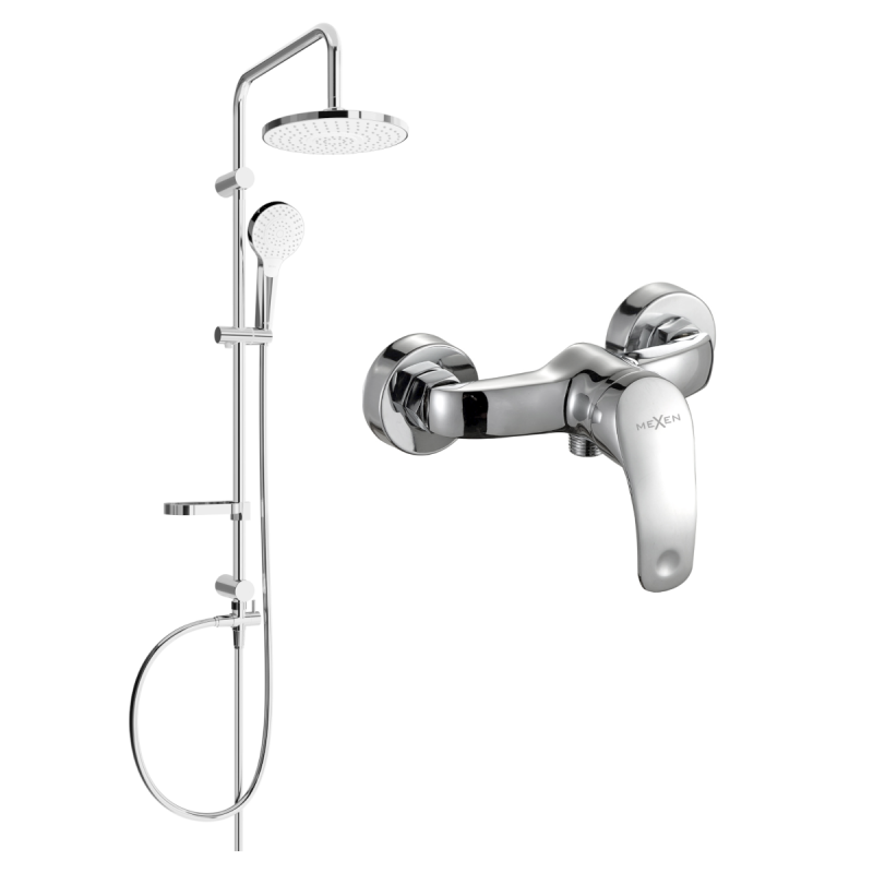Mexen Erik surface-mounted shower set with a rainmaker and mixer tap Fabia, Chrome - 746540205-00