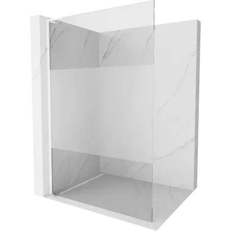 Mexen Kioto L Shower Wall Walk-in 80 x 200 cm, Transparent/Frosted, White - 800-080-103-20-35