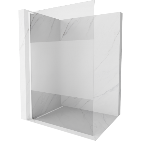 Mexen Kioto L Walk-in Shower Wall 80 x 200 cm, transparent/frosted, white - 800-080-103-20-35