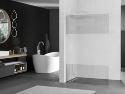 Mexen Kioto L Walk-in Shower Screen 90 x 200 cm, transparent/frosted, white - 800-090-103-20-35