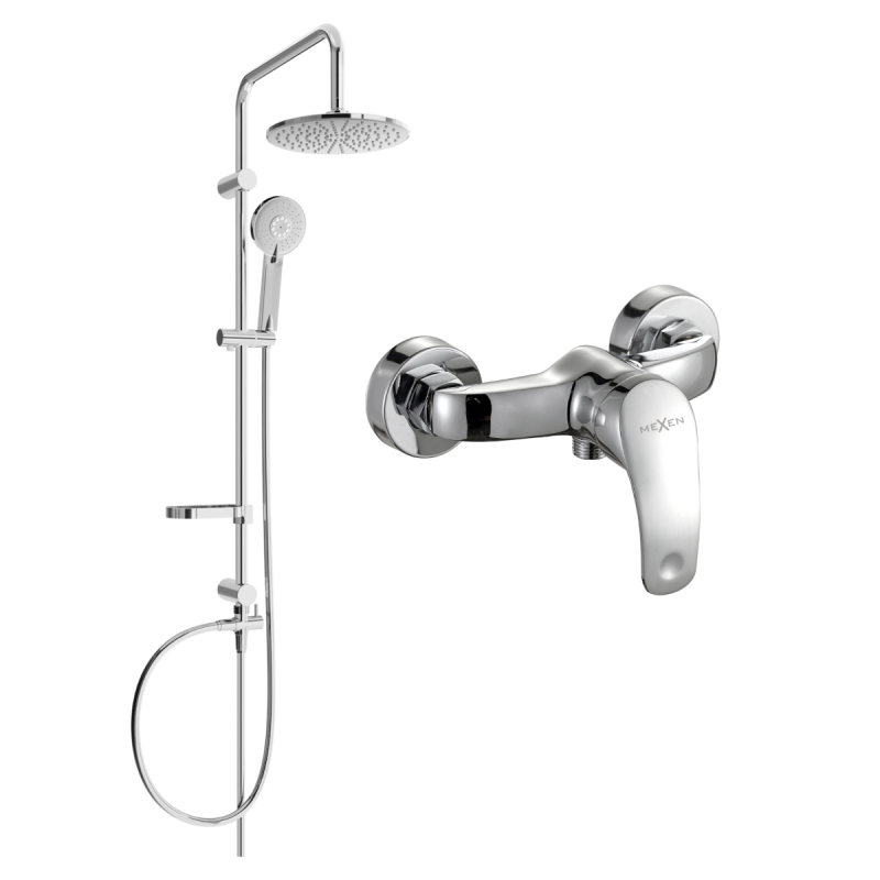 Mexen Carl surface-mounted shower set with a rainmaker and mixer tap Fabia, Chrome - 746540240-00