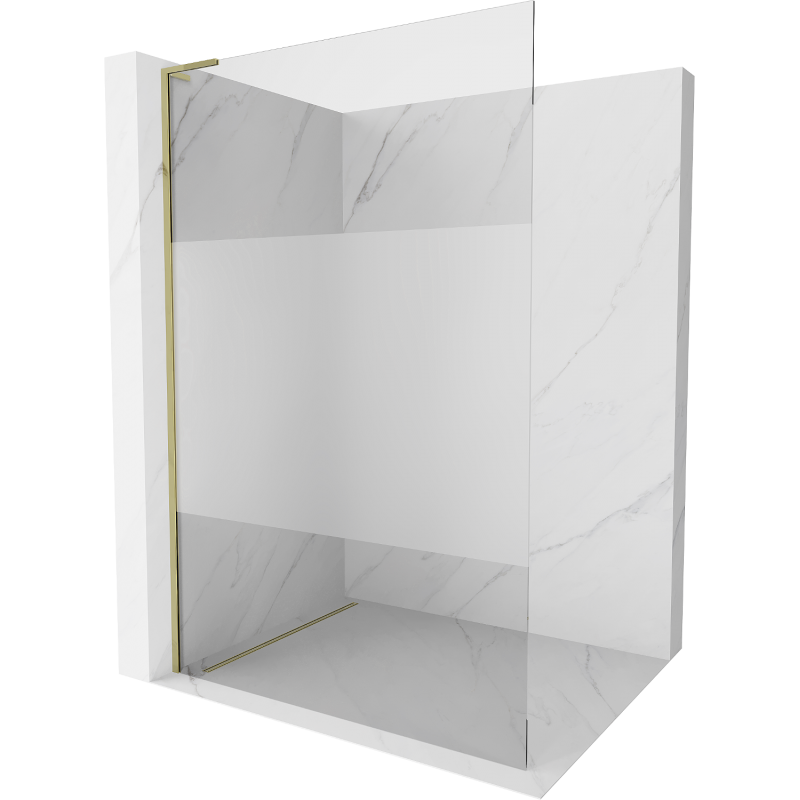 Mexen Kioto L Walk-in Shower Wall 90 x 200 cm, Clear/Frost, Gold - 800-090-103-50-35