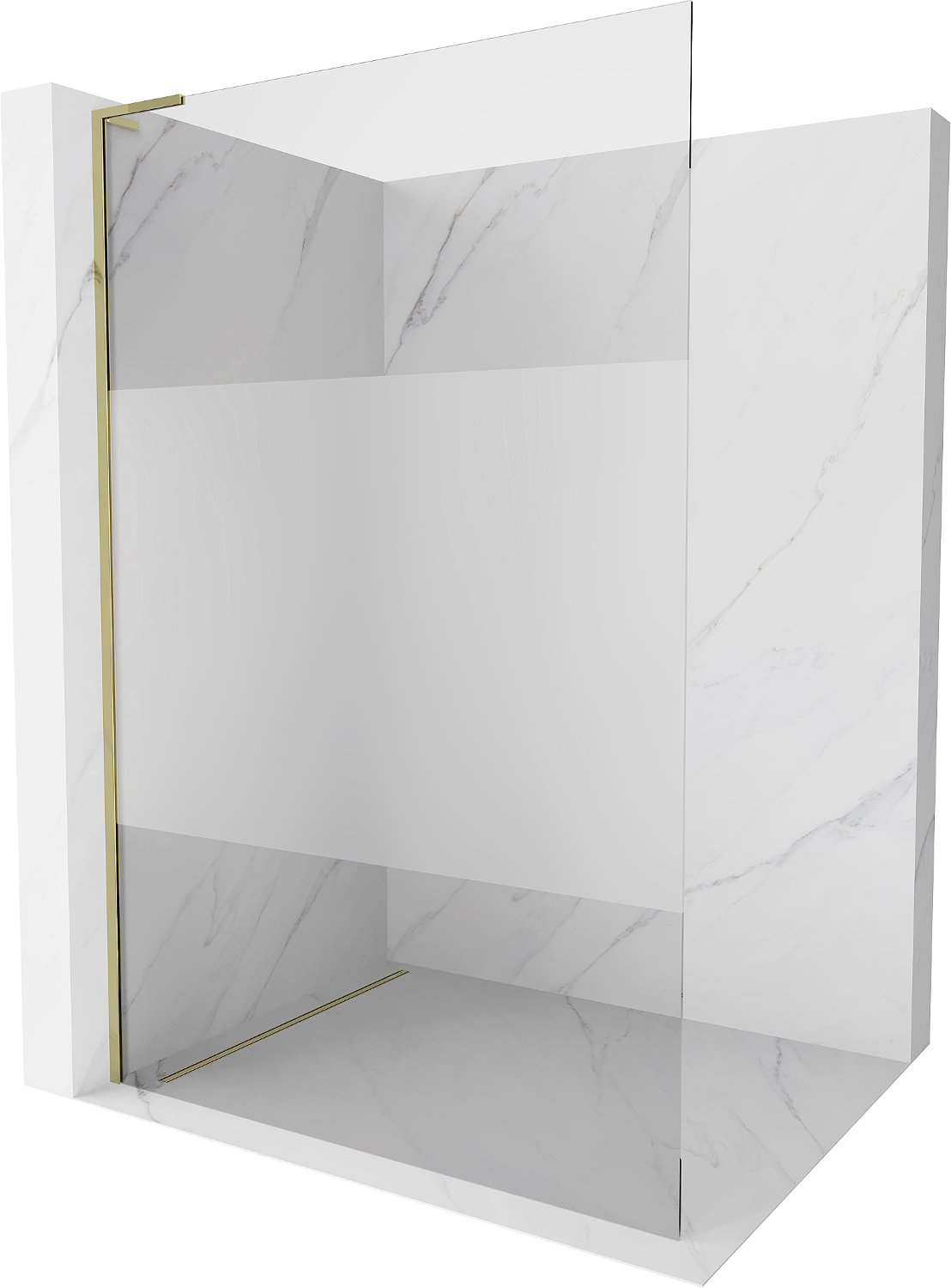 Mexen Kioto L Shower Panel Walk-in 90 x 200 cm, Transparent/Frosted, Gold - 800-090-103-50-35