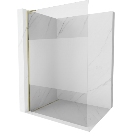 Mexen Kioto L Walk-in Shower Wall 120 x 200 cm, Transparent/Frosted, Gold - 800-120-103-50-35