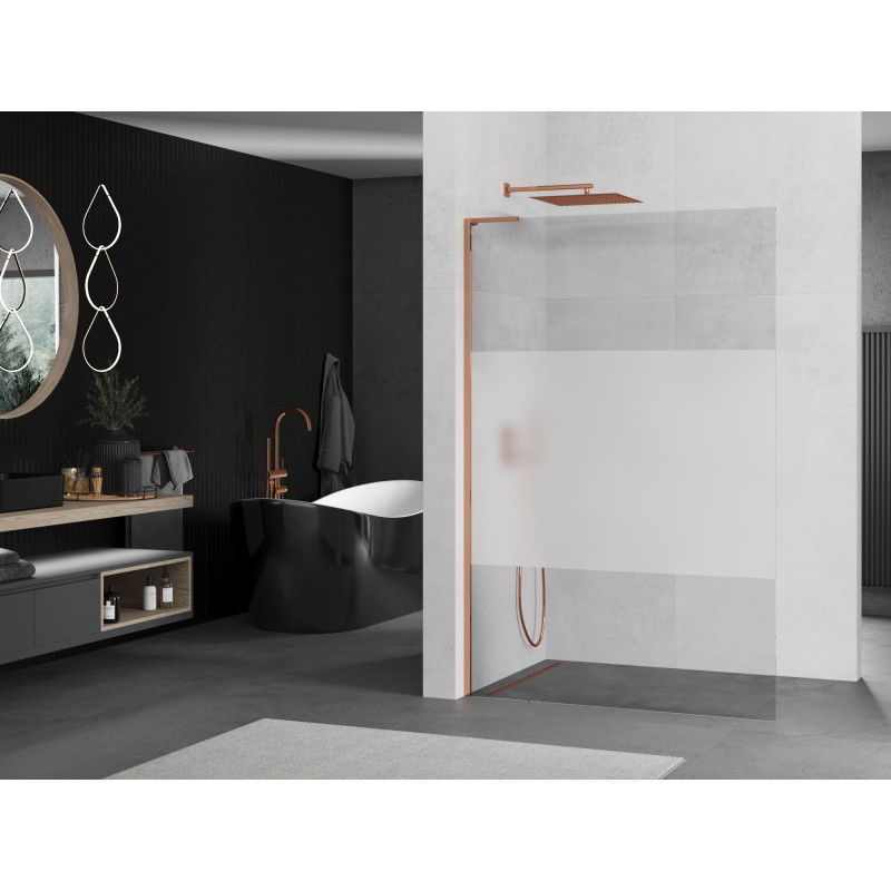 Mexen Kioto L Shower Wall Walk-in 70 x 200 cm, clear/frosted, rose gold - 800-070-103-60-35