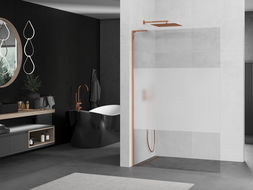 Mexen Kioto L Walk-in Shower Wall 80 x 200 cm, Transparent/Frosted, Rose Gold - 800-080-103-60-35