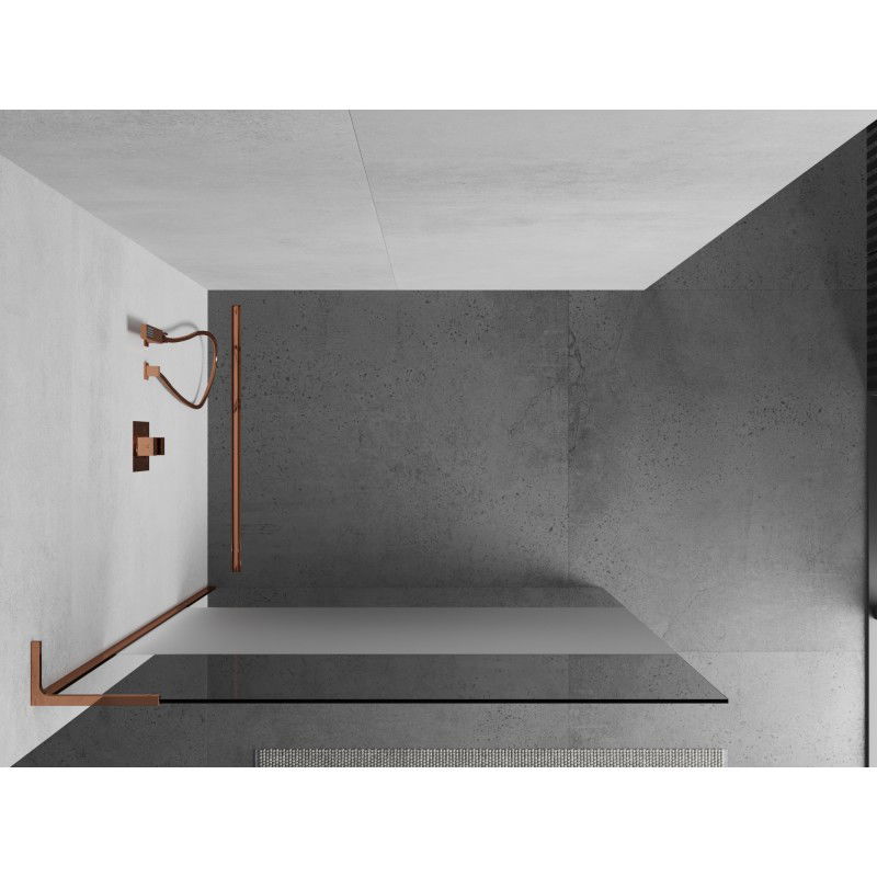 Mexen Kioto L shower wall Walk-in 90 x 200 cm, transparent/frosted, rose gold - 800-090-103-60-35
