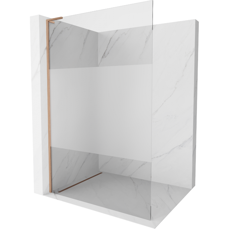 Mexen Kioto L Walk-in Shower Wall 90 x 200 cm, transparent/frosted, brushed copper - 800-090-103-65-35