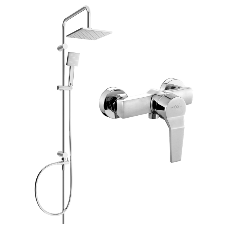 Mexen Tord surface-mounted shower set with a rainmaker and mixer tap Caro, Chrome - 746640200-00